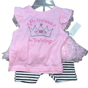 DDG Darlings Matching Shirt with Short/Skirt Baby Girl Outfit 3-6 Months NWT